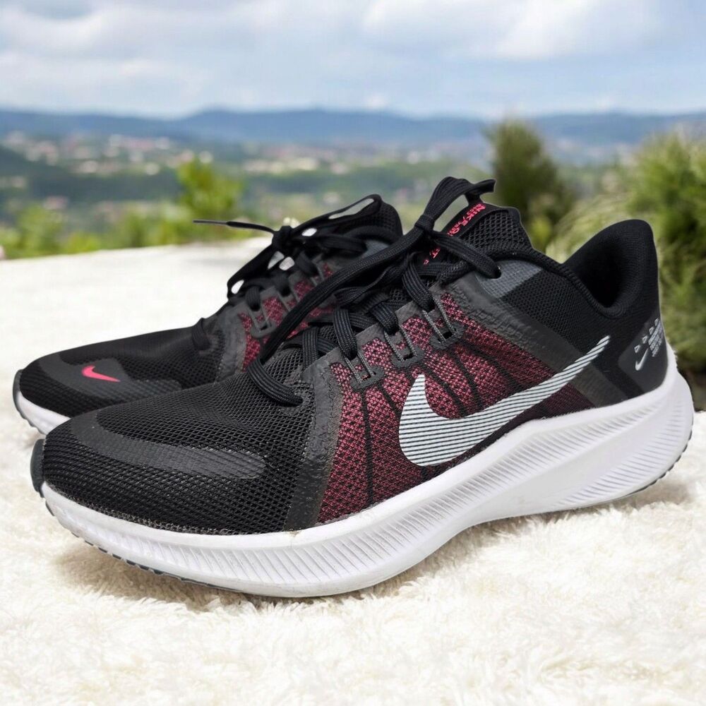 Nike Quest 4 Athletic Shoes Womens 7 Black Mesh Hyper Pink Running Casual